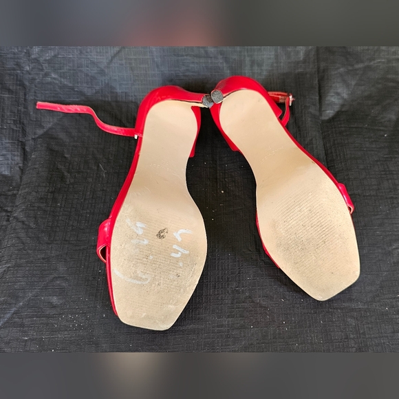 Nine West Red Platform High Heel Stiletto Open Square toe sandals Women's size 7 - Picture 6 of 9